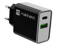 Natec RIBERA 1X USB-A + 1X USB-C 20W CZARNA - 1480409 - zdjęcie 1